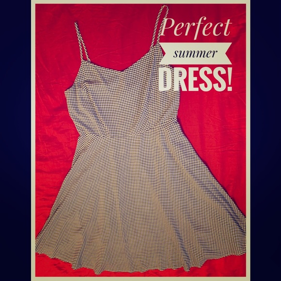 blue and white checkered dress